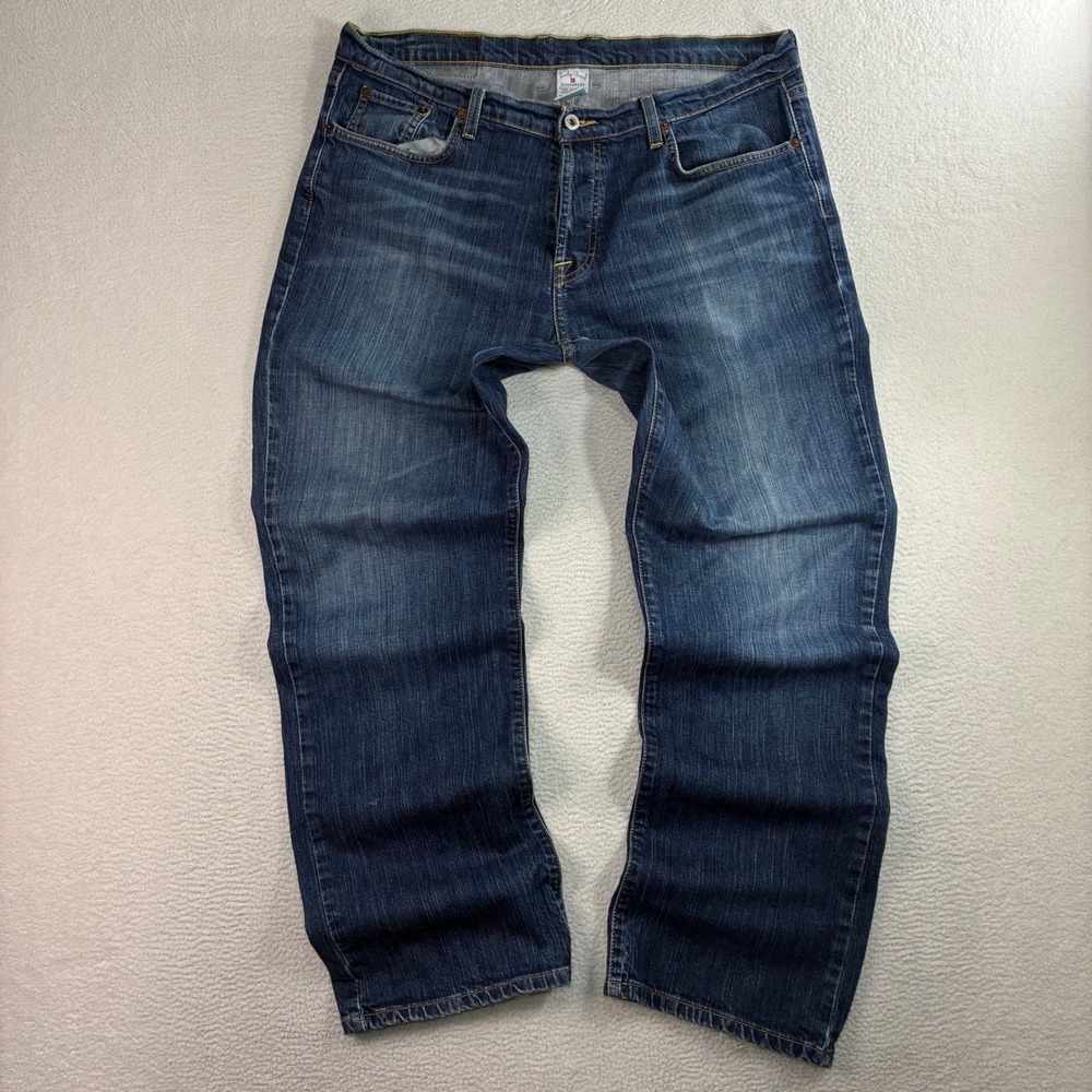 Y2K Lucky Brand Slim Bootleg Jeans Men 38x33 Blue Faded Bootcut Baggy Distressed
